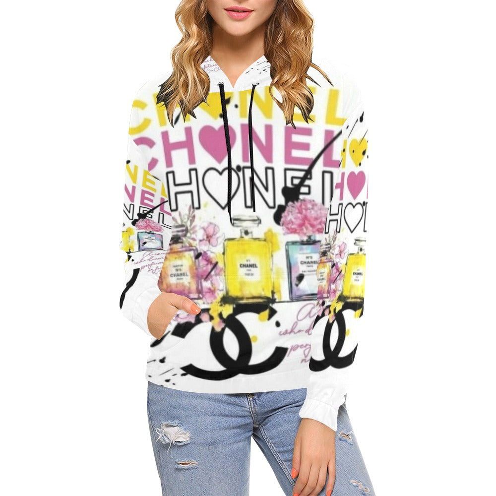 channel All Over Print Hoodie for Women (USA Size) (Model H13)